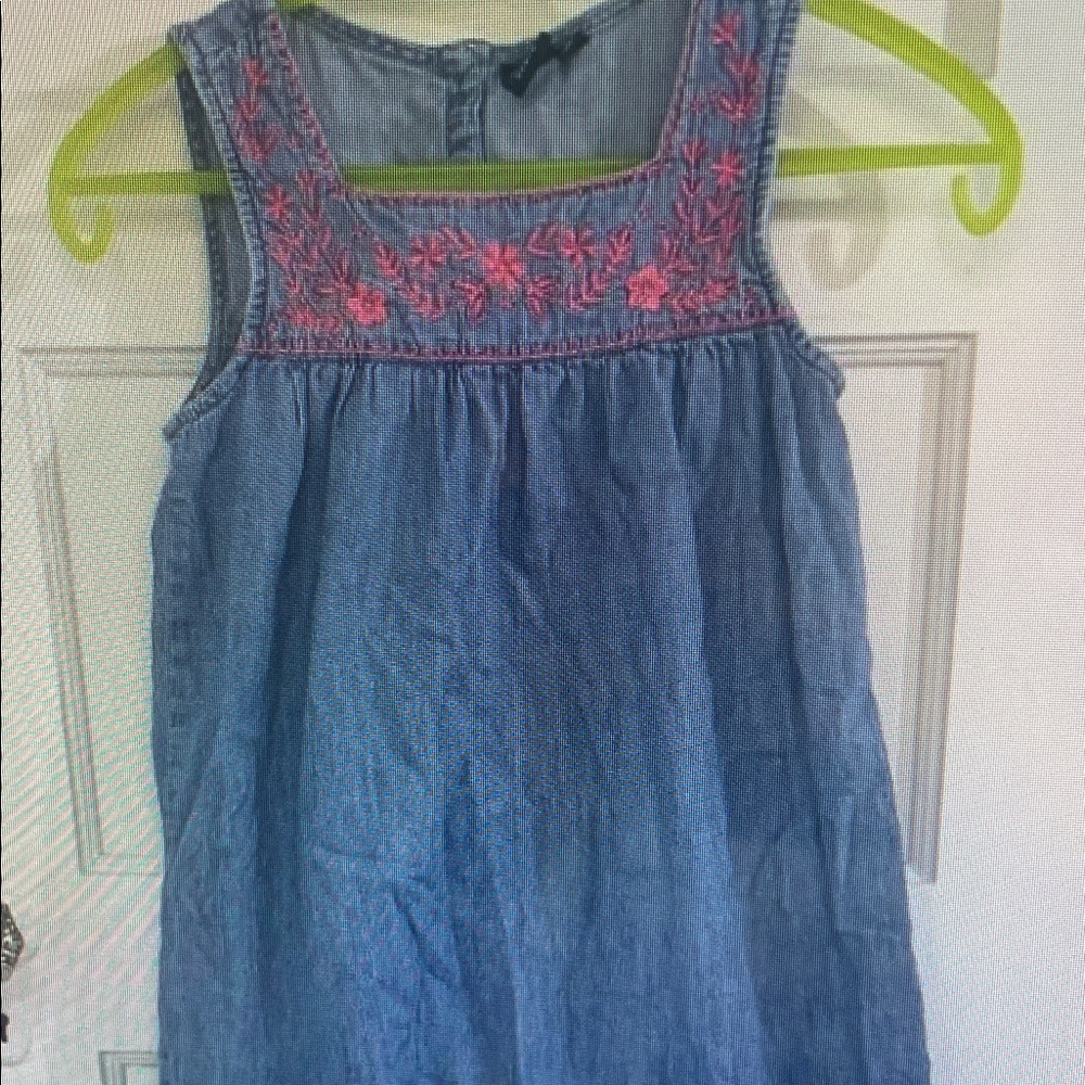 Embroidered Denim Kids Dress